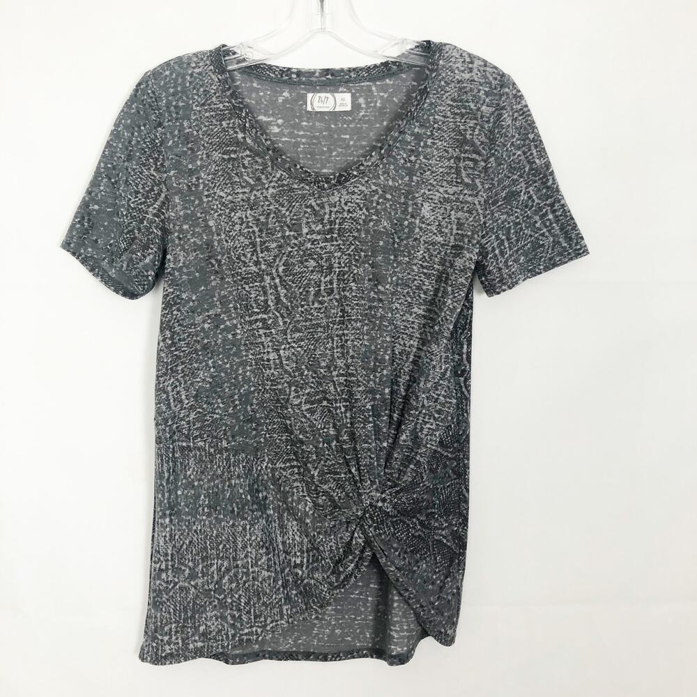 Maurices 24/7 Gray Burnout Knot Front Top Size XS